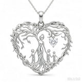 Sterling Silver Heart Pendant Birthstone Tree of Life Mother Child Family Necklace