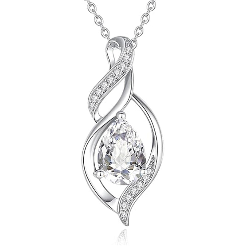 Sterling Silver Teardrop Birthstone Infinity Love Necklace for Women
