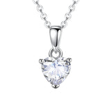 Sterling Silver Heart-Shaped 12 Month Birthstone Cubic Zirconia Pendant Necklace, Valentine's Day Gift