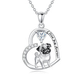 Sterling Silver 12 Month Birthstone Schnauzer Chihuahua Pitbull Pug Pendant Necklace for Women