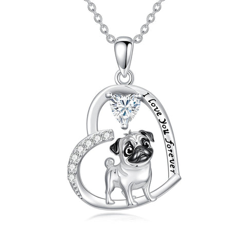 Sterling Silver 12 Month Birthstone Schnauzer Chihuahua Pitbull Pug Pendant Necklace for Women