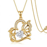 14K Gold Plated Heart Birthstone Infinity Cross Butterfly Necklace for Women