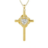 10K 14K 18K Gold Birthstone Cross Pendant Necklace Christian Jewelry