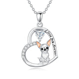 Sterling Silver 12 Month Birthstone Schnauzer Chihuahua Pitbull Pug Pendant Necklace for Women