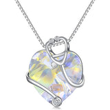 Sterling Silver Heart Crystal Stethoscope Pendant Necklace