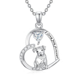 Sterling Silver 12 Month Birthstone Schnauzer Chihuahua Pitbull Pug Pendant Necklace for Women