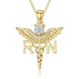 14K Gold  Plated Nurse Caduceus Necklace for Women  RN Registered Graduation Gift