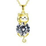 Cat Necklace 925 Silver Cat Birthstone Necklace Cat Jewelry Gift for Women Cat Lover