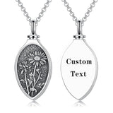 Sterling Silver 12 Month Birth Flower Urn Necklace for Ashes