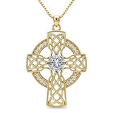 14K Gold Plated Birthstone Celtic Knotwork Cross Necklace for Women