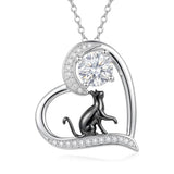 Sterling Silver Birthstone Cat Pendant Necklace Jewelry Christmas Birthday Gifts for Women