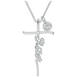 Sterling Silver Birthstone Sister Cross Pendant Necklace