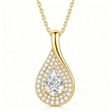 14K Gold  Plated 1CT Pear Teardrop Birthstone Pendant Necklace for Women