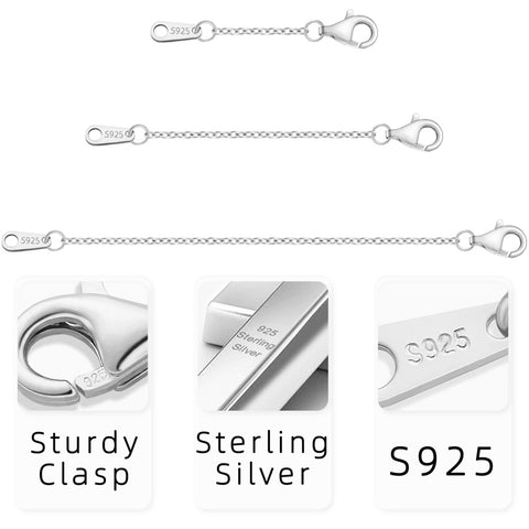 Sterling Silver 3 Piece Set  Extenders Chain Necklace