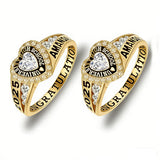 Sterling Silver Personalized Birthstone Engraved Class Rings for Women, College Senior High School Ring