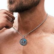 Mountain Necklace 925 Sterling Silver Mountain Pendant Compass Necklace for Men Women