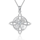 Sterling Silver Birthstone Celtic Knot Witches Knot Pendant Necklace