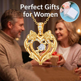 10K 14K 18K Gold Heart Rose Necklace I Love You Forever Heart Jewelry