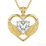 14K Gold Plated 12-Month Birthstone Infinity Angel Wings Pendant Necklace for Women
