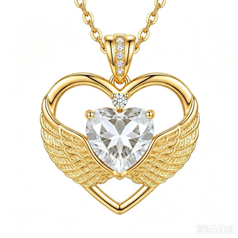 14K Gold Plated 12-Month Birthstone Infinity Angel Wings Pendant Necklace for Women