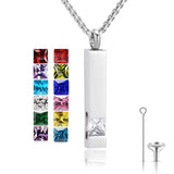 Stainless Steel Birthstones Cross Urn Necklaces for Ashes