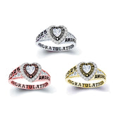 Copper  Personalized Birthstone Engraved Class Rings for Women, College Senior High School Ring