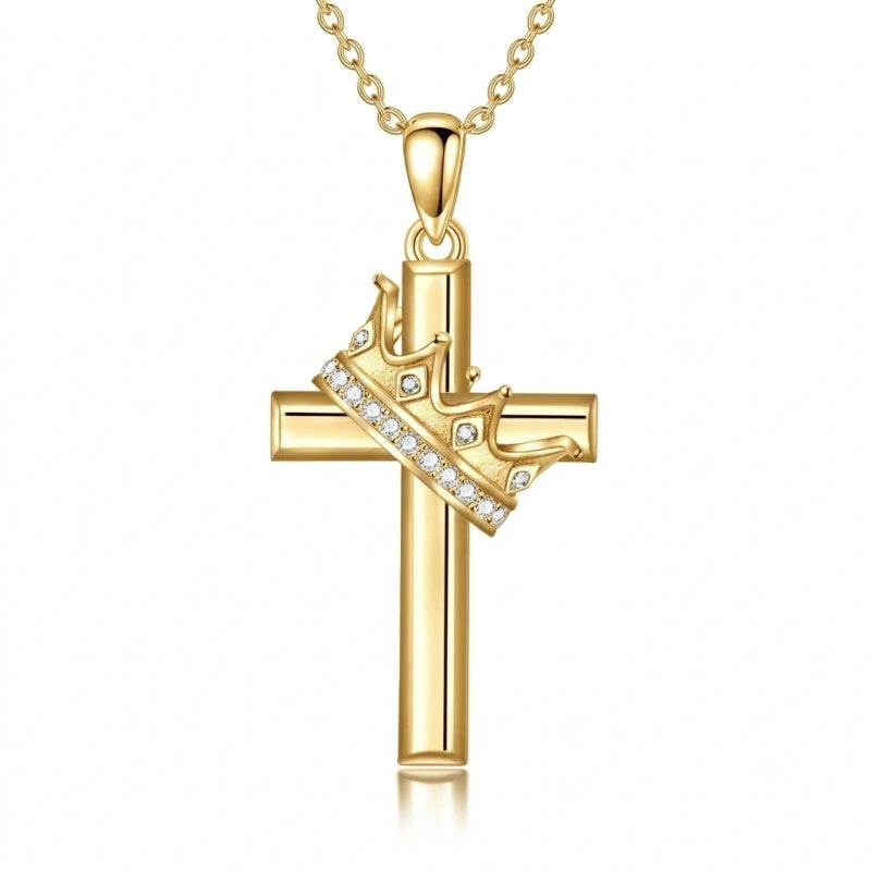 14K Gold Plated Birthstone Infinity  Cross Pendant NecklaceJewelry for Women