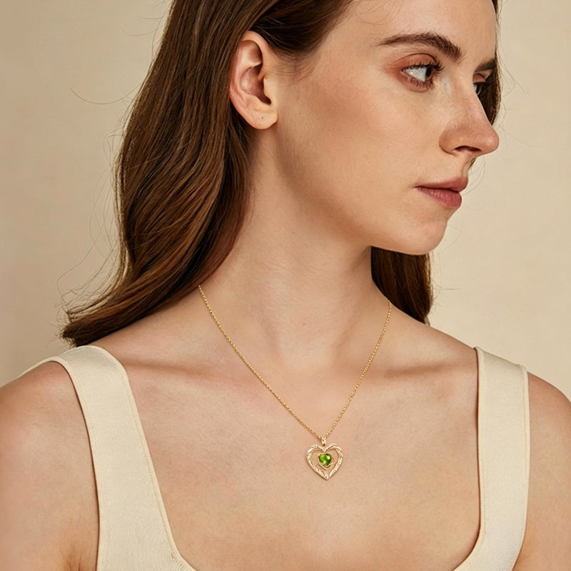 14K Gold Plated  Birthstone Rose Flower Heart Necklaces for Women  Birthday Christams Valentine's Day Jewelry Gift