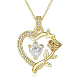 14K  Gold Plated Birthstone Rose Butterfly Pendant Necklace Everyday Jewelry Birthday Christmas Gift
