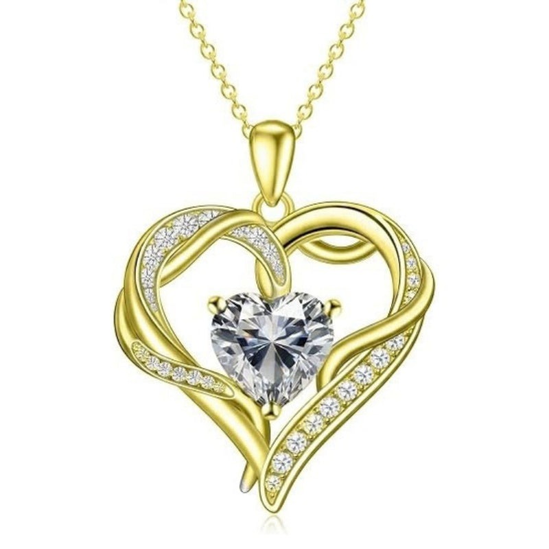14K Gold  Plated 12 Months Birthstone Forever Love Heart Necklace Birthday Anniversary Wedding Gift