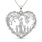 Sterling Silver Heart Pendant Birthstone Tree of Life Mother Child Family Necklace
