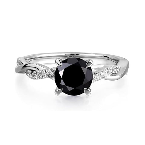 Sterling Silver 7x7mm Round Cut Gemstone Twist Infinity Engagement Ring for Women