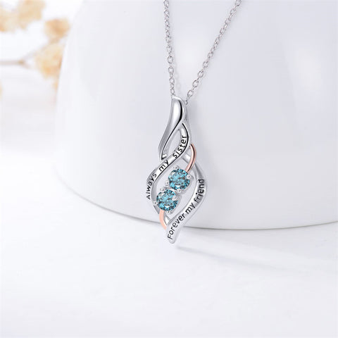 Sterling Silver Sister Pendant Necklace With Engraved