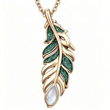 14K Gold Plated Feather Pendant Necklace for Women