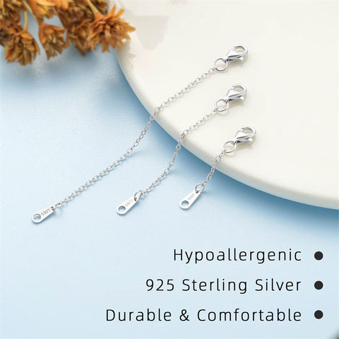 Sterling Silver 3 Piece Set  Extenders Chain Necklace