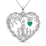 Sterling Silver Heart Pendant Birthstone Tree of Life Mother Child Family Necklace