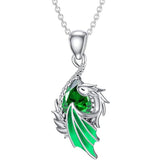 Sterling Silver Birthstone Wyvern Dragon Pendant Necklace