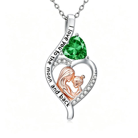 14K Gold Plated Birthstone Heart Infinity Necklace Mother's Day  Gift