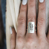 Sterling Silver Double Band Personalized Name Birth Flower Ring