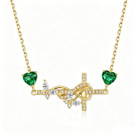 14K Gold Plated Birthstone Butterfly Cross Necklace for Women Anniversary Christmas Birthday Gift