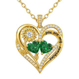 Double Birthstone Necklace 14K Gold Plated You Are My Sunshine Sunflower Necklace Heart Pendant Necklace