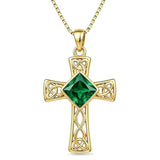 14K Gold Plated  Birthstone Cross Necklace  Pendant Necklace Mother's Day Birthday Gifts for Women