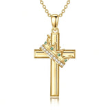 14K Gold Plated Birthstone Infinity  Cross Pendant NecklaceJewelry for Women