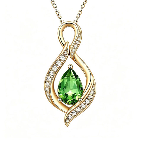 14K Gold Plated  Birthstone Infinity Symbol Pendant  Necklace Anniversary Christmas Birthday Jewelry Gift