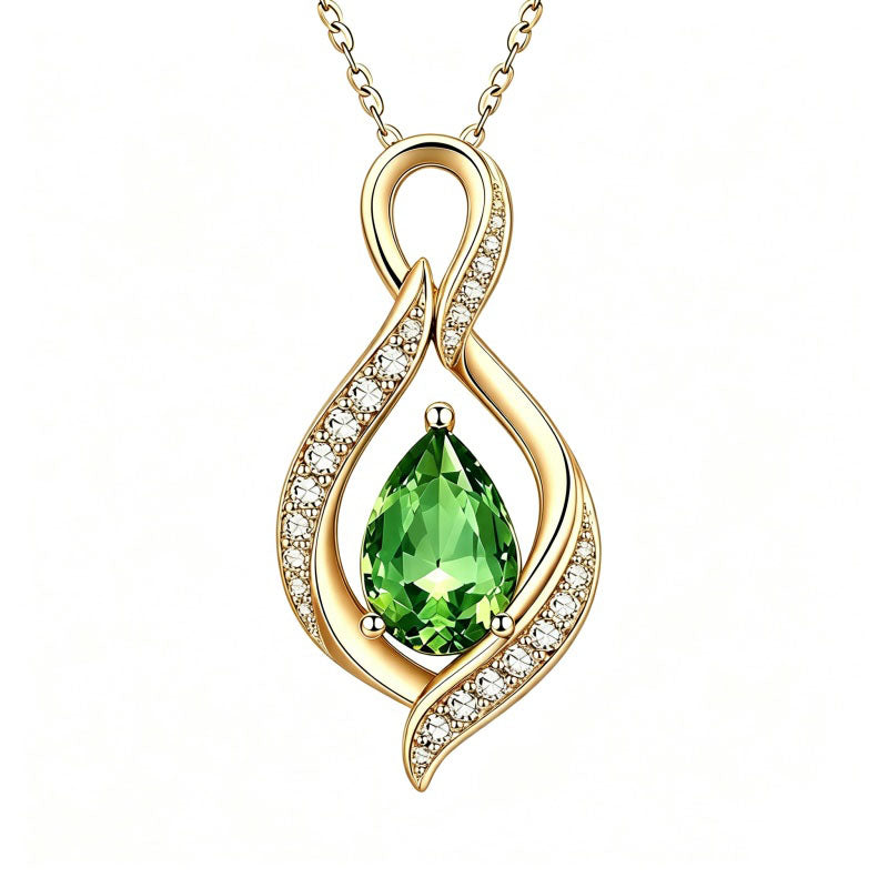 14K Gold Plated  Birthstone Infinity Symbol Pendant  Necklace Anniversary Christmas Birthday Jewelry Gift