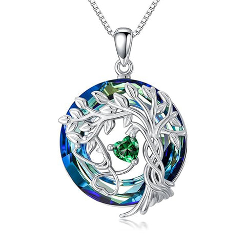 Sterling Silver Birthstone Crystal Tree of Life Stethoscope Pendant Necklace