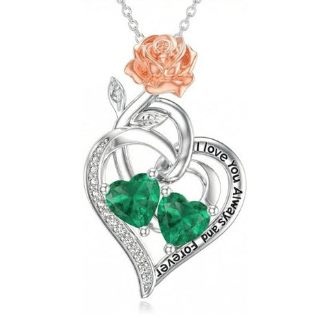 Double Birthstone Necklace 14K Gold Plated You Are My Sunshine Sunflower Necklace Heart Pendant Necklace