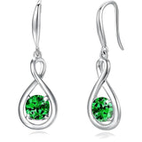 925 Sterling Round Gemstone Birthstone Dangle Earrings