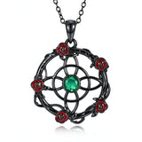 Sterling Silver Black Heart Skeleton Birthstone Necklace With Engraved Halloween Gift