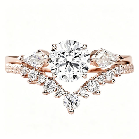 Sterling Silver 10K 14K 18K Gold 1CT-4CT Heart Round Teardrop Oval Moissanite Engagement Rings Set for Women